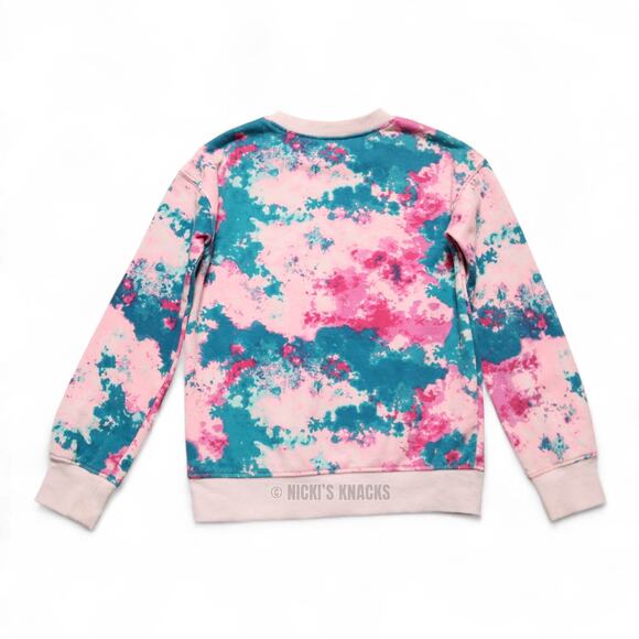 4/$20 -So Girls Crewneck Pullover Fleece Sweatshirt Tie Dye Teal Pink Size S 6/7 - Picture 3 of 5